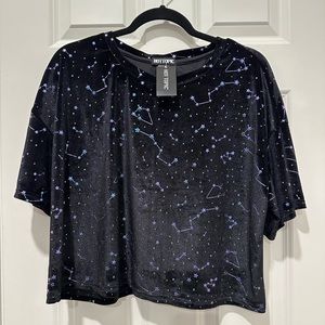 Hot Topic Iridescent Stars Crop Top NWT